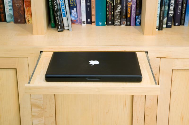 Secret drawer in bookcase for laptop. by Andrew Lawton